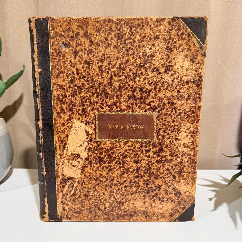 Antique 1850s Bound Sheet Music Piano Strauss Grobe‎ May B Paxton Leather Book